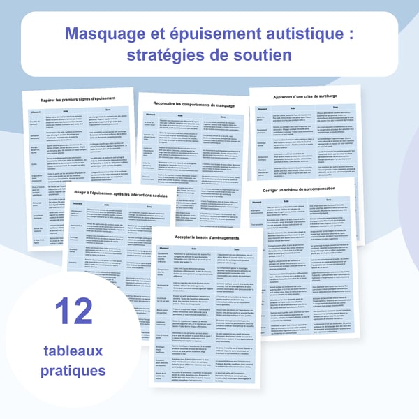 Camouflage autistique et épuisement : 12 tableaux de stratégies | PDF + PowerPoint