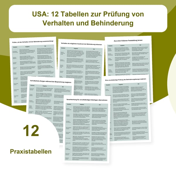 Zusammenhang von Verhalten und Behinderung in den USA: 12 Tabellen | PDF + PowerPoint