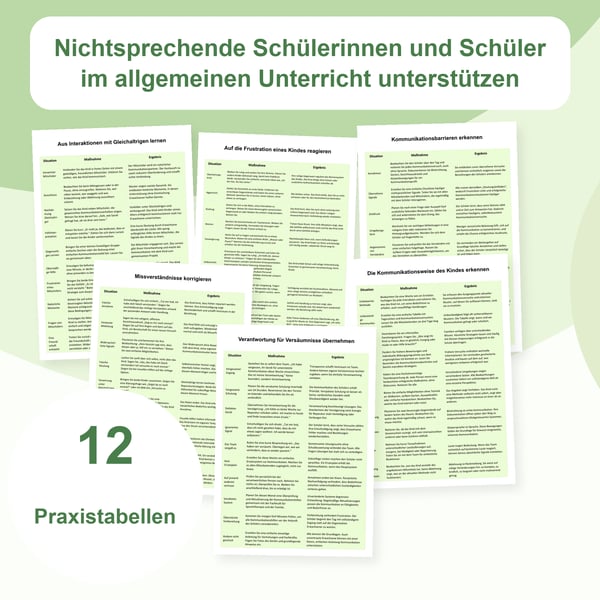 Nichtsprechende Schüler im Regelunterricht: 12 Strategietabellen | PDF + PowerPoint