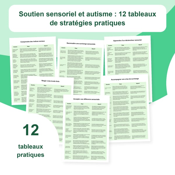 Soutien sensoriel et autisme: 12 tableaux de stratégies pratiques | PDF + PowerPoint modifiable