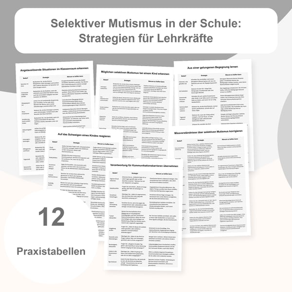 Selektiver Mutismus in der Schule: 12 Tabellen zu Kommunikation und Teilhabe | PDF + PowerPoint