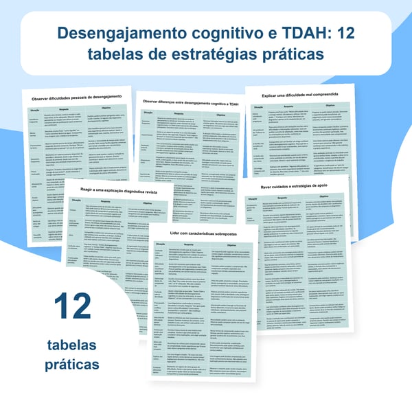 Desengajamento cognitivo e TDAH: 12 tabelas práticas | PDF + PowerPoint editável
