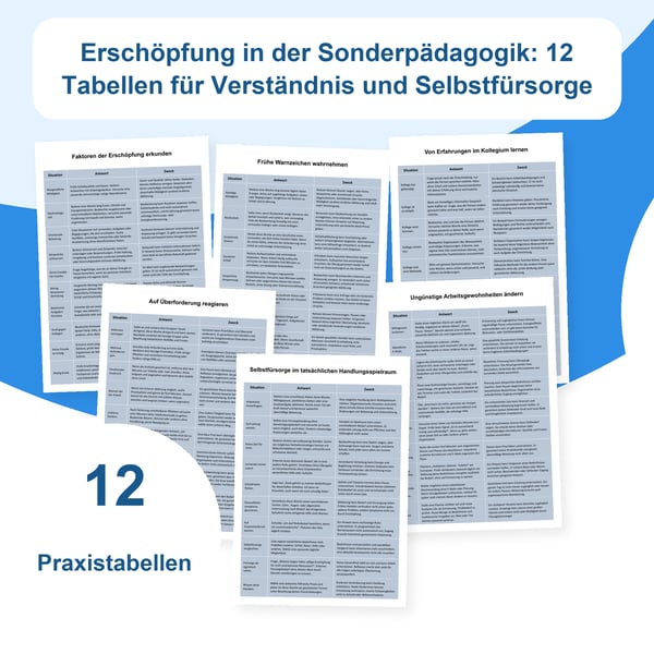 Erschöpfung in der Sonderpädagogik: 12 Praxistabellen | PDF + bearbeitbare PowerPoint