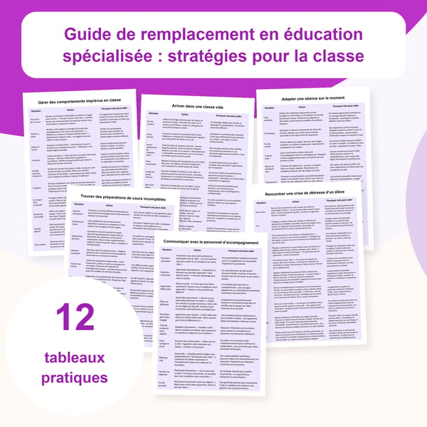 Remplacement en classe spécialisée : 12 tableaux pratiques | PDF + PowerPoint modifiable