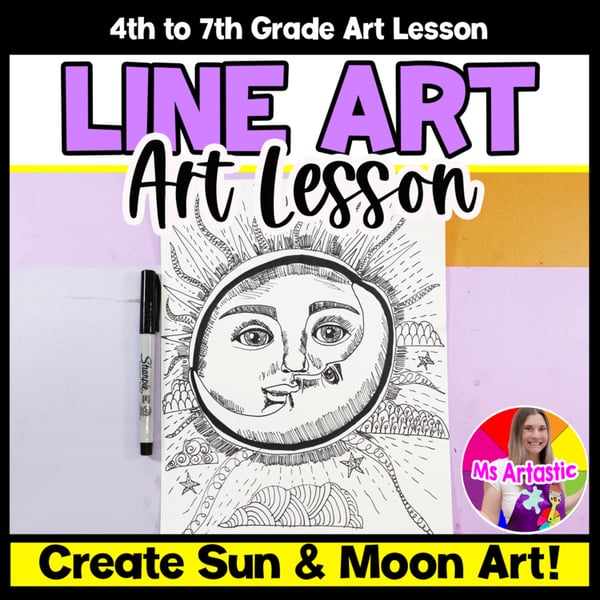 Sun and Moon Line Art Lesson