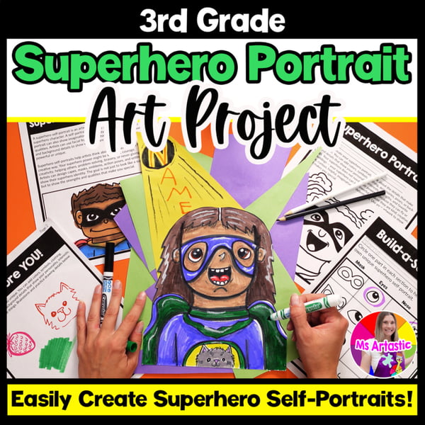 3rd Grade Superhero Self Portrait
