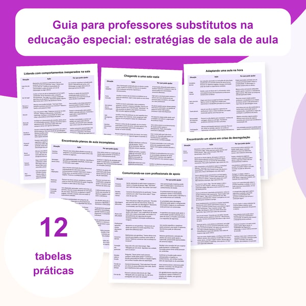 Substituição na educação especial: 12 tabelas práticas | PDF + PowerPoint editável