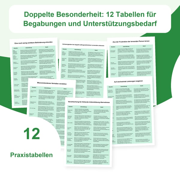 Doppelte Außergewöhnlichkeit: Begabung und Behinderung | 12 Tabellen PDF + PowerPoint