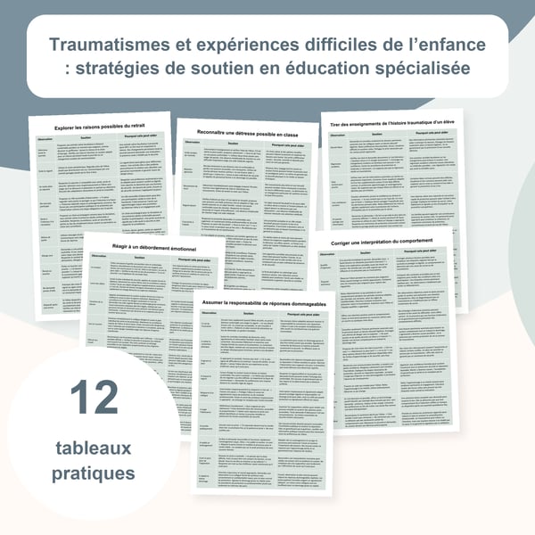 Traumatismes et expériences difficiles de l’enfance : 12 tableaux de soutien | PDF + PowerPoint modifiable