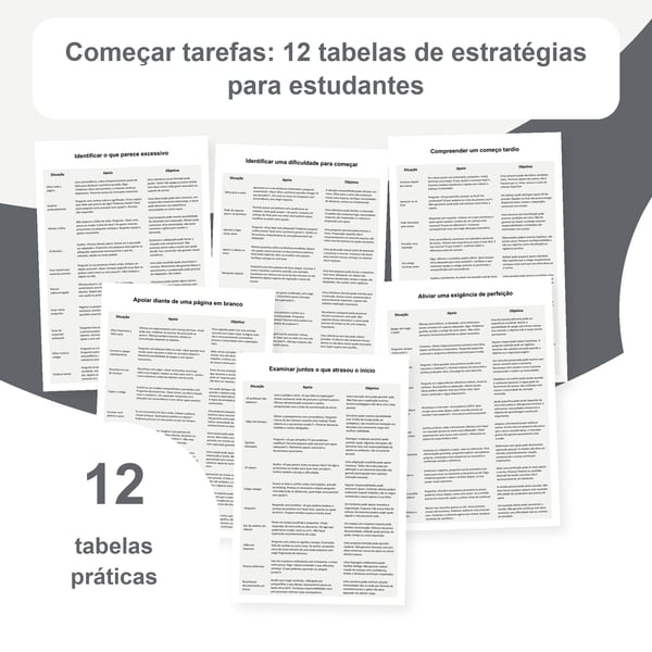 Ajudar alunos a começar tarefas: 12 tabelas e 120 situações | PDF + PowerPoint editável