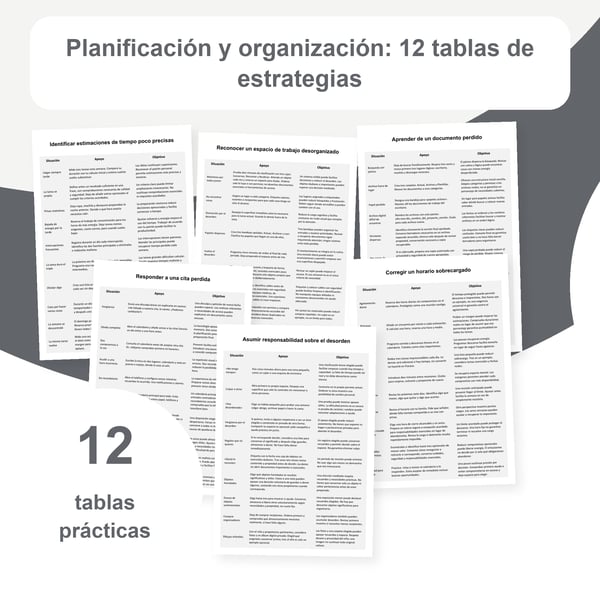 Planificación y organización: 12 tablas con 120 situaciones | PDF + PowerPoint editable