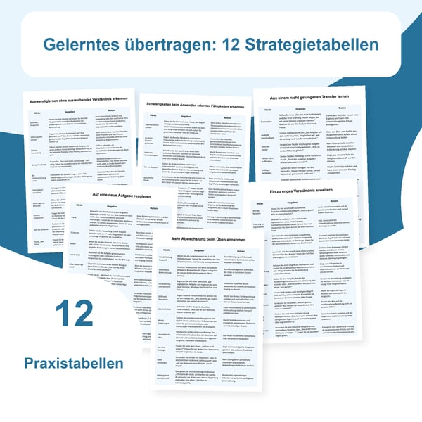 Gelerntes übertragen: 12 Strategietabellen mit 120 Situationen | PDF + PowerPoint bearbeitbar