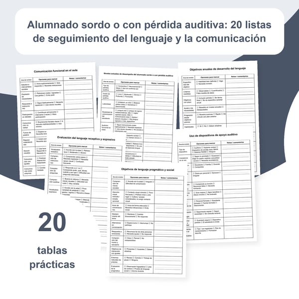 Alumnado sordo o con pérdida auditiva: 20 listas de lenguaje y comunicación | PDF + PowerPoint editable