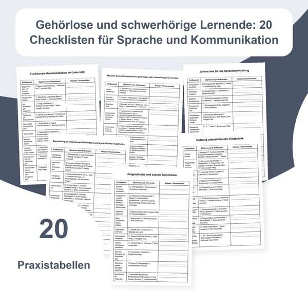 Gehörlose und schwerhörige Lernende: 20 Checklisten für Sprache und Kommunikation | PDF + editierbare PowerPoint