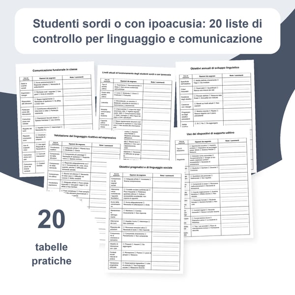 Studenti sordi o con ipoacusia: 20 liste per linguaggio e comunicazione | PDF + PowerPoint modificabile