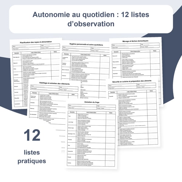 Autonomie au quotidien : 12 listes, 432 éléments d’observation | PDF + PowerPoint modifiable