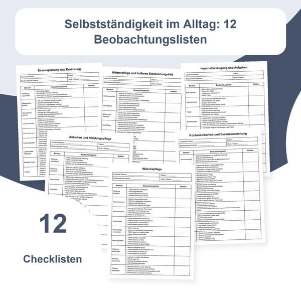 Alltagsfähigkeiten: 12 Checklisten, 108 Bereiche und 432 Kriterien | PDF + bearbeitbare PowerPoint