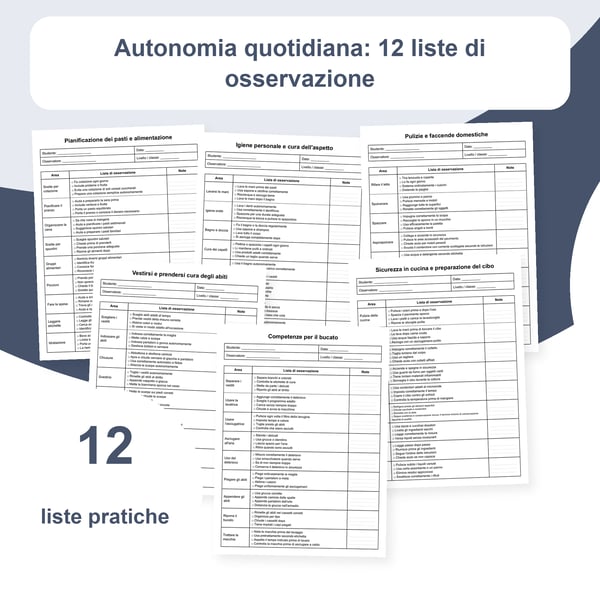 Abilità della vita quotidiana: 12 liste, 108 aree e 432 criteri | PDF + PowerPoint modificabile