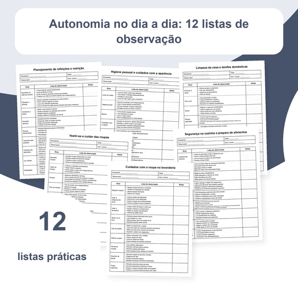 Habilidades de vida diária: 12 listas de observação e apoio à autonomia | PDF e PowerPoint editável
