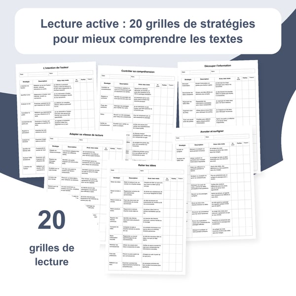 Lecture active : 20 grilles et 200 repères de compréhension | PDF + PowerPoint modifiable