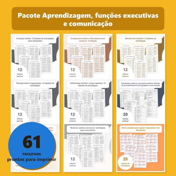 Pacote Aprendizagem, funções executivas e comunicação