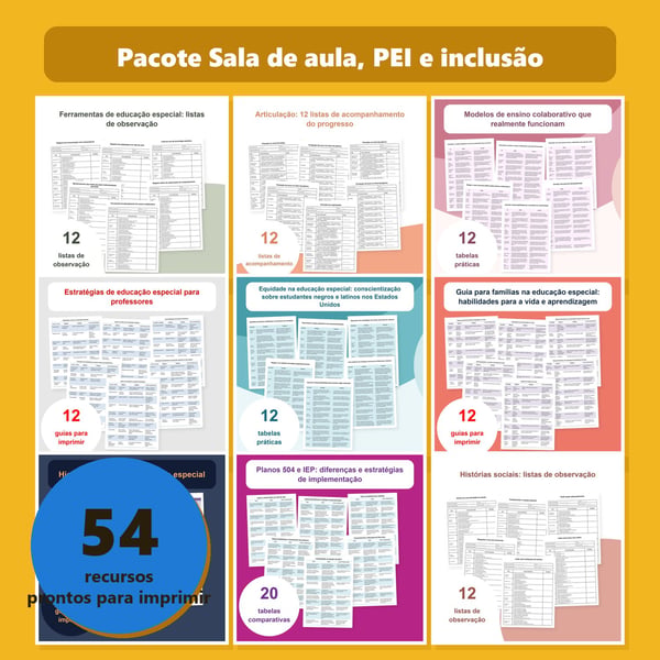 Pacote Sala de aula, PEI e inclusão