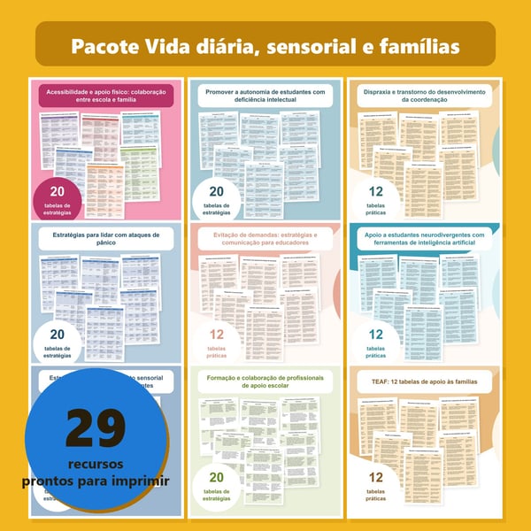 Pacote Vida diária, sensorial e famílias