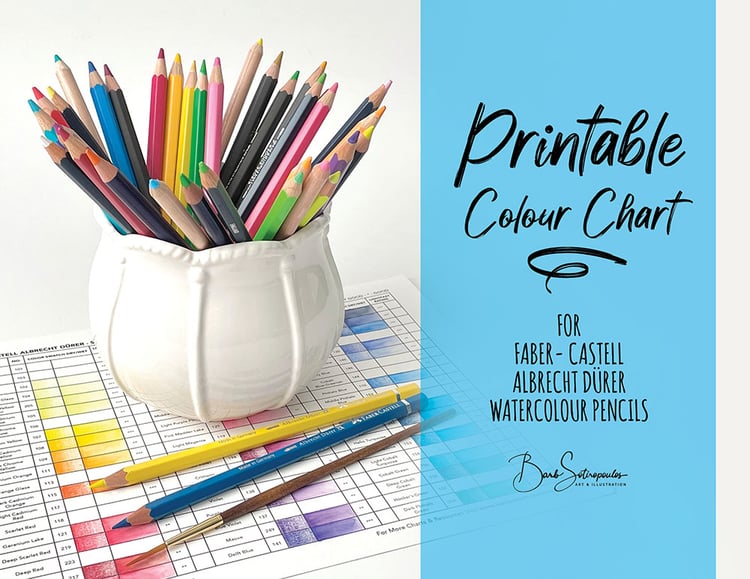 Printable Colour Chart for Prismacolor Watercolor Pencils