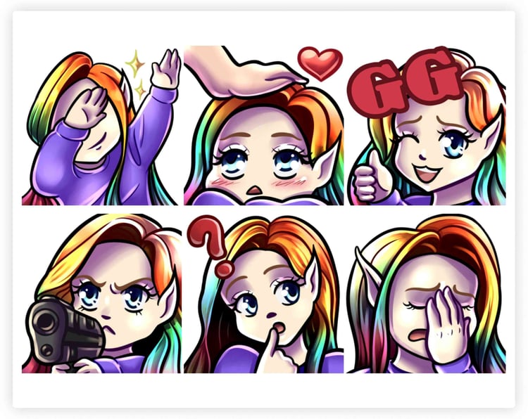 Demon Girl Emote Bundle for Twitch Discord  Chibi 