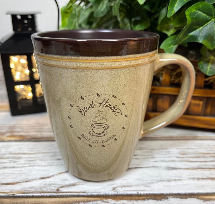 Bad Habit mug displayed
