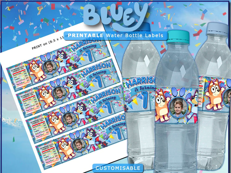 Printable Bluey Water Bottle Labels 