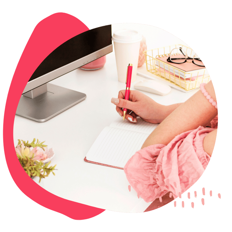 Business woman Working Computer Desk Office Professional Productivity Technology Multitasking Workplace Business attire Office work Female entrepreneur Remote work Concentration