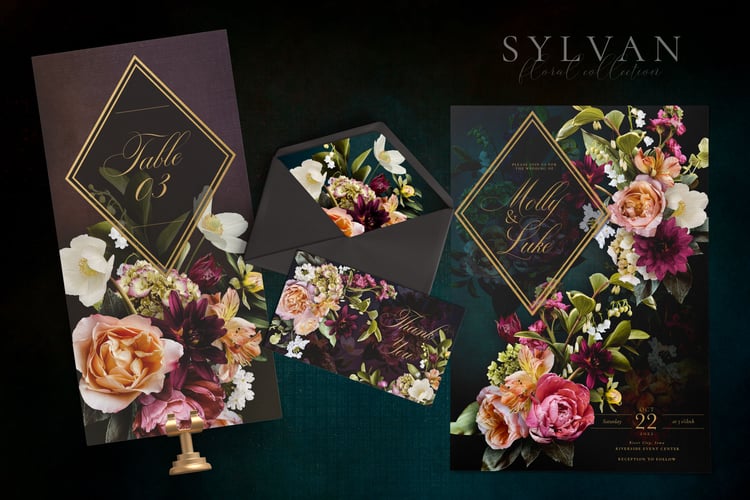 Roses, hydrangea, anemones, lily of the valley, solomon's seal, dahlias, tulips and more in burgundy, cream, peach, white and pink