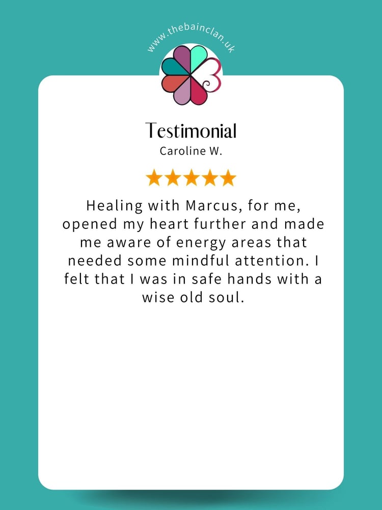 5 Star Testimonial by Caroline W. - Healing with Marcus opened my heart further
