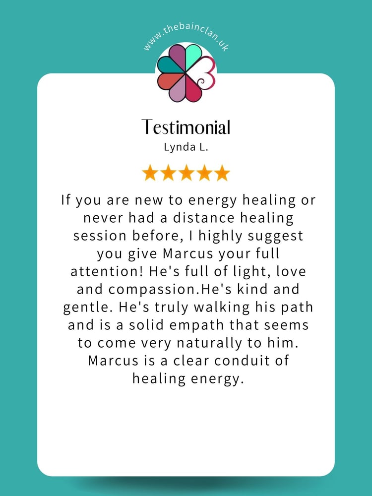 5 star testimonial by Lynda L. - I highly suggest you give Marcus your full attention. He is full of light, love and compassion
