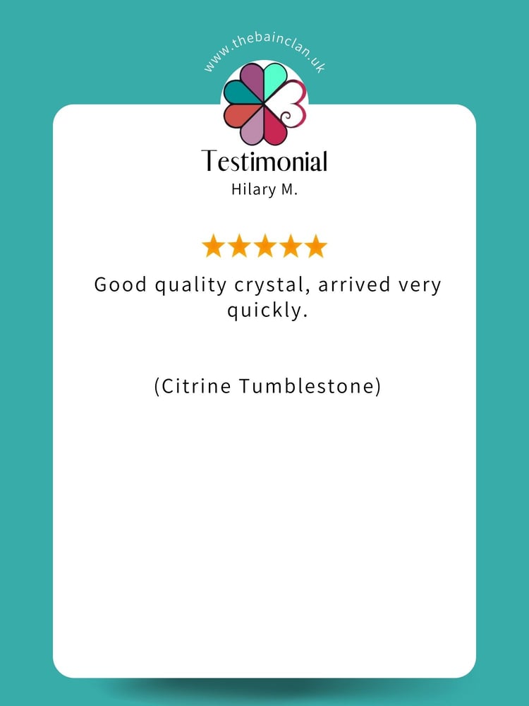 5 Star Testimonial by Hilary M. - Good quality crystal, arrived very quickly.