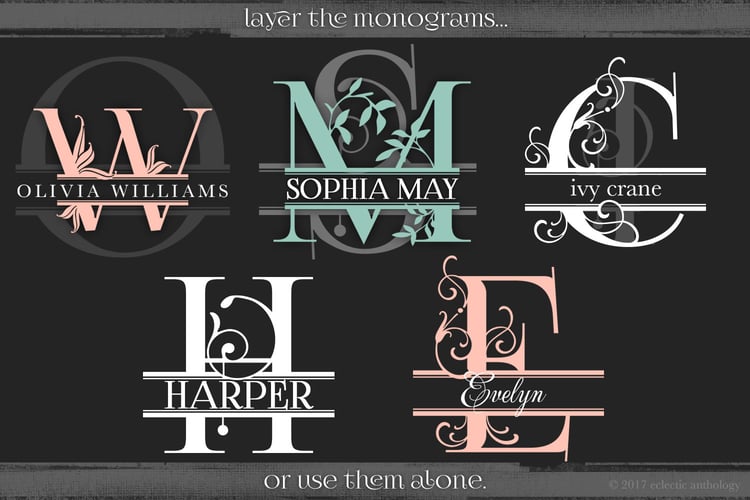 split monograms toolkit vector floral monograms