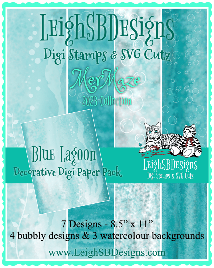 LeighSBDesigns Blue Lagoon Decorative Digi Paper Pack