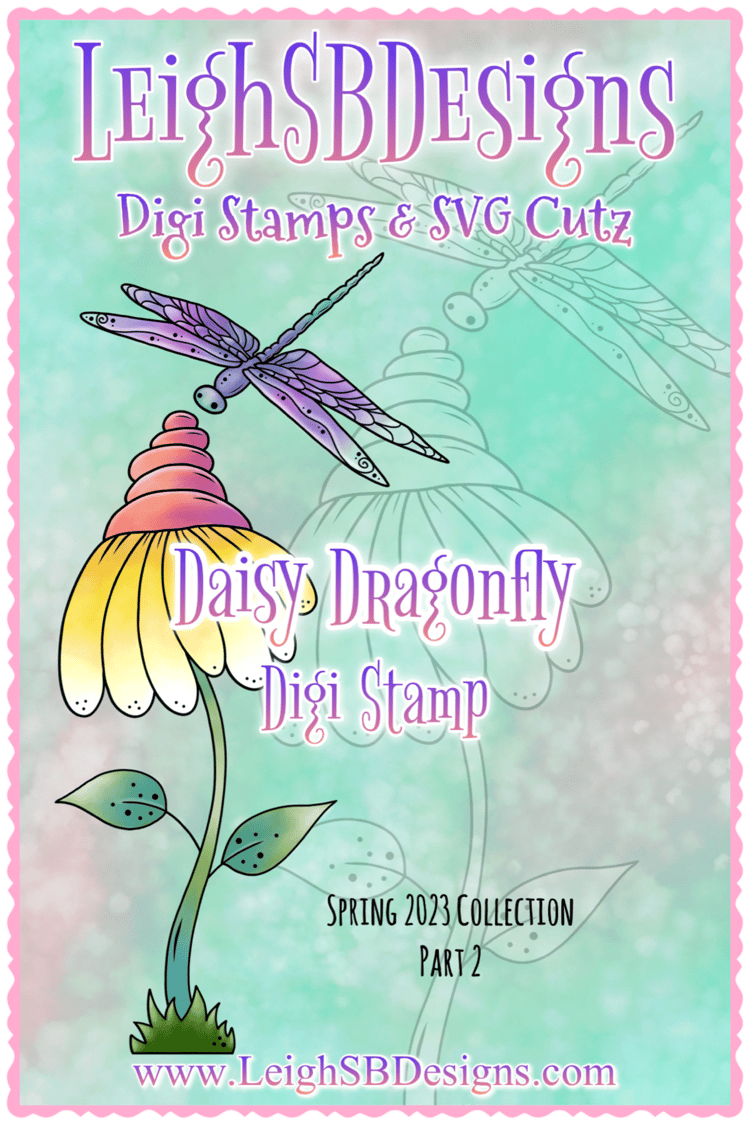 LeighSBDesigns Daisy Dragonfly Digi Stamp