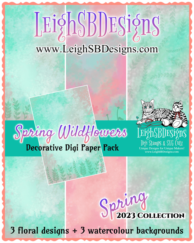 LeighSBDesigns Spring Wildflowers Decorative Digi Paper Pack