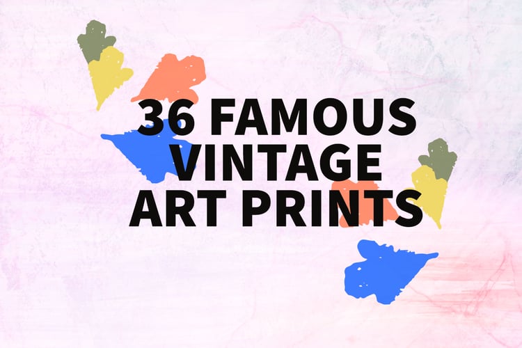 36 Famous art prints, Vintage art collection, eclectic selection