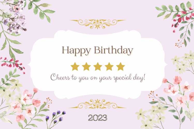 Watercolour Floral Sticker Label 3"x2" | Customizable Canva Template | Digital. Design