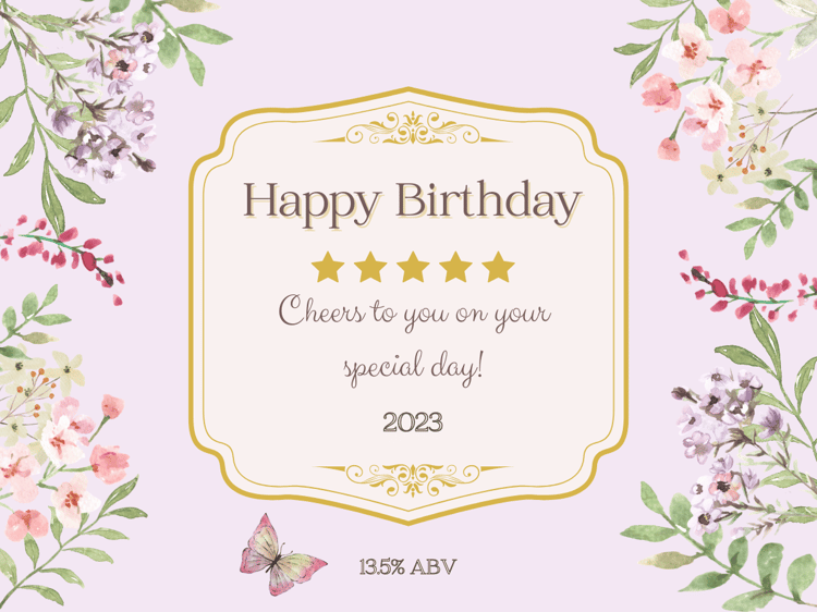Watercolour Floral Sticker Label 4"x3" | Customizable Canva Template | Digital. Design