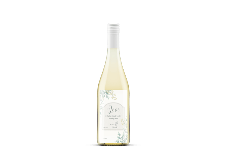 Fresh Elegance Sticker Label 4"x6" | Customizable Canva Template | Digital. Mock sticker on wine bottle