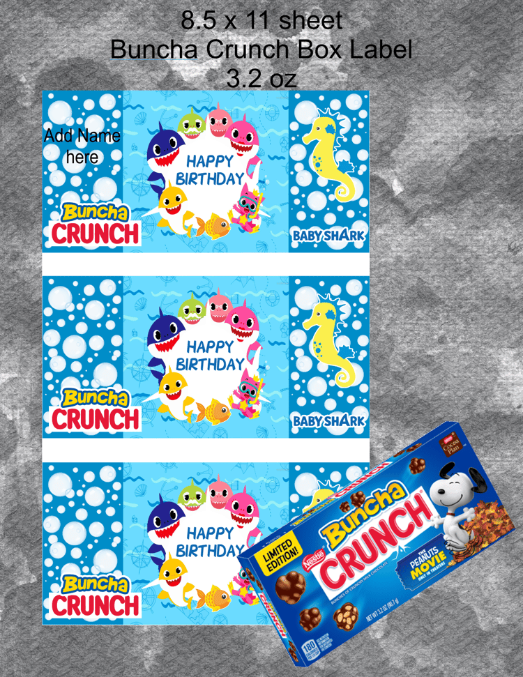 Blue Baby Shark Buncha Crunch Label