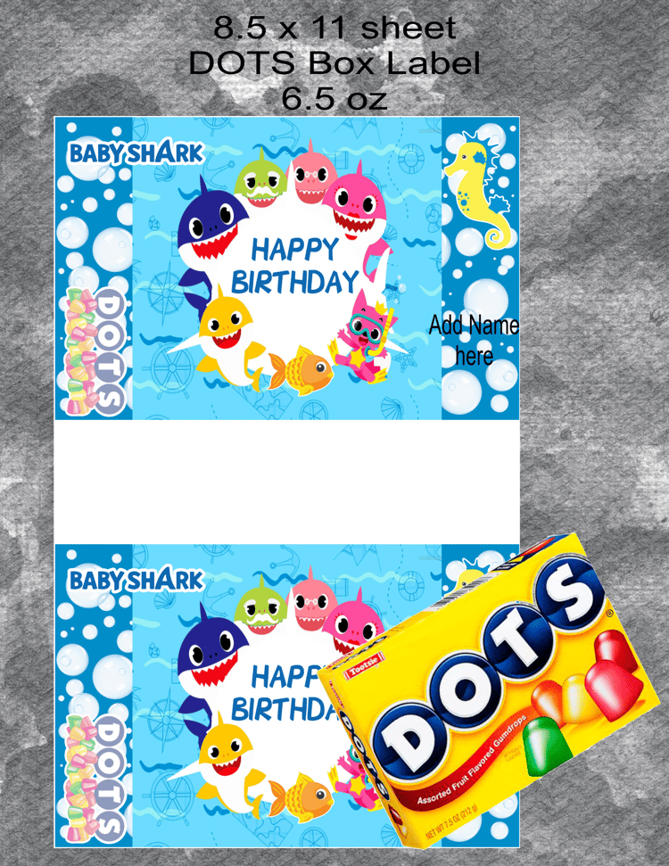 Blue Baby Shark DOTS Label