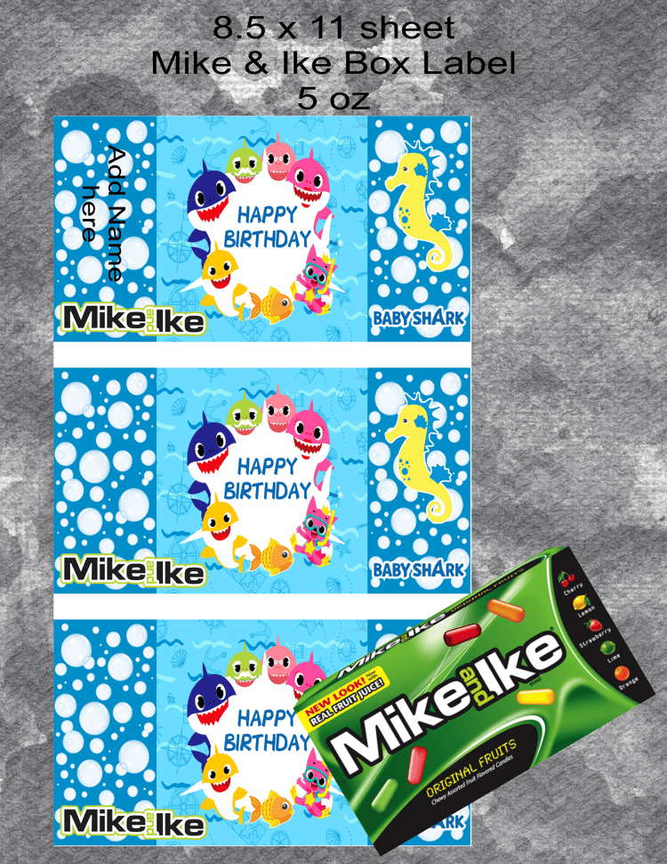 Blue Baby Shark Mike & Ike Label