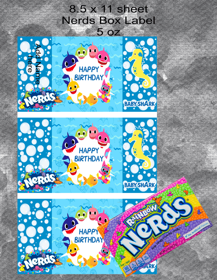 Blue Baby Shark Nerds Label