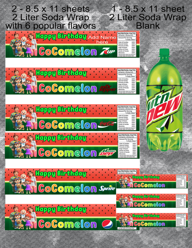 Cocomelon 2 Liter Soda Wrap