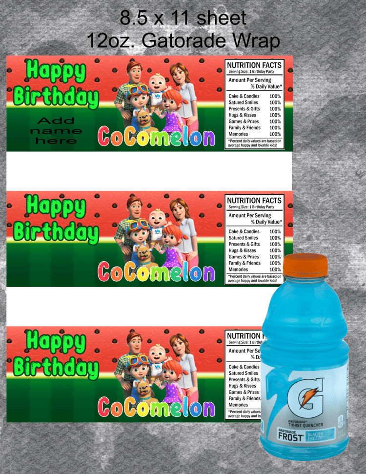 Cocomelon 12oz Gatorade Wrap